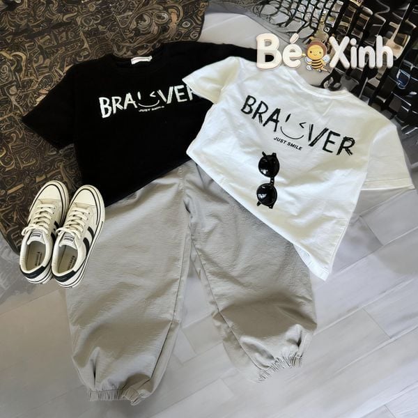 Set áo thun BRAVCE quần bomber nhà Bé Xinh cực yêu cho bé trai BXG2458