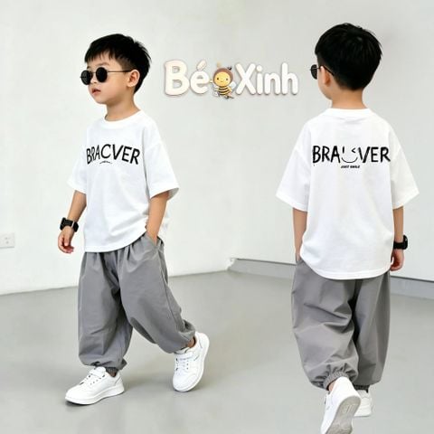 Set áo thun BRAVCE quần bomber nhà Bé Xinh cực yêu cho bé trai BXG2458