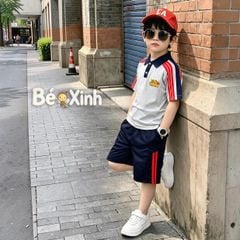 Set áo thun polo phối viền in chữ VIỆT NAM thanh lịch cho bé trai nhà BÉ Xinh BXG2543
