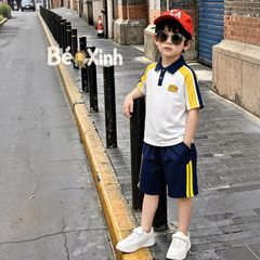 Set áo thun polo phối viền in chữ VIỆT NAM thanh lịch cho bé trai nhà BÉ Xinh BXG2543