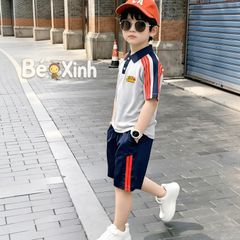 Set áo thun polo phối viền in chữ VIỆT NAM thanh lịch cho bé trai nhà BÉ Xinh BXG2543