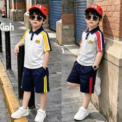 Set áo thun polo phối viền in chữ VIỆT NAM thanh lịch cho bé trai nhà BÉ Xinh BXG2543
