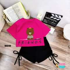 Set áo croptop quần rút dây dễ thương cho bé gái Tập Nhảy, Tập Erobic, Thể Dục BXG1649