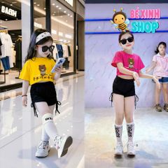 Set áo croptop quần rút dây dễ thương cho bé gái Tập Nhảy, Tập Erobic, Thể Dục BXG1649