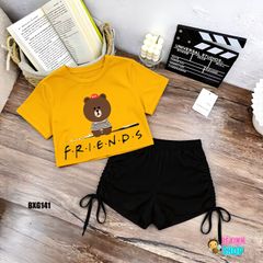 Set áo croptop quần rút dây dễ thương cho bé gái Tập Nhảy, Tập Erobic, Thể Dục BXG1649