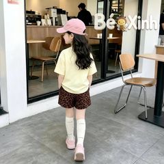 Bộ áo thun in cún phối quần vân beo bé gái nhà Bé Xinh BXG2502
