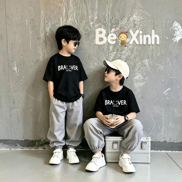 Set áo thun BRAVCE quần bomber nhà Bé Xinh cực yêu cho bé trai BXG2458