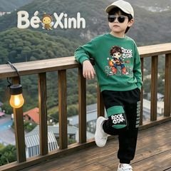 Set Thu đông dài tay Rockstar quần jogger túi hộp nhà Bé Xinh cho bé trai BXG2516