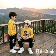 Set Thu đông dài tay Rockstar quần jogger túi hộp nhà Bé Xinh cho bé trai BXG2516