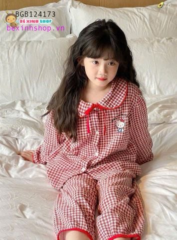 Set tay dài thắt nơ in kitty caro dễ thương cho bé gái BGB124173