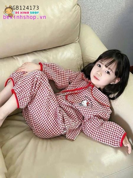 Set tay dài thắt nơ in kitty caro dễ thương cho bé gái BGB124173