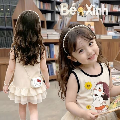 Váy đầm tầng bé gái phối tơ ánh kim nhà Bé Xinh Shop BXG2498