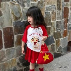 Bộ đồng phục bé trai & bé gái chơi lễ in Em bé yêu nước BXG1804 ( KHÔNG KÈM BALÔ)