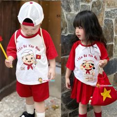 Bộ đồng phục bé trai & bé gái chơi lễ in Em bé yêu nước BXG1804 ( KHÔNG KÈM BALÔ)