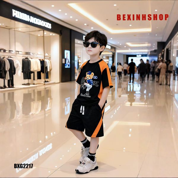 Bộ thun Hiphop bé trai in gấu Bóng Chày BXG2215