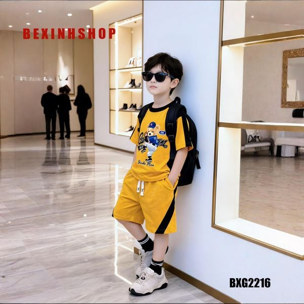 Bộ thun Hiphop bé trai in gấu Bóng Chày BXG2215