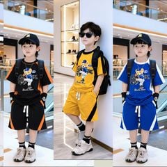 Bộ thun Hiphop bé trai in gấu Bóng Chày BXG2215