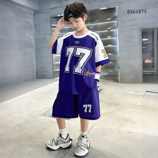 Bộ thun Hiphop thể thao số 77 dễ thương cho bé trai BXG1875 - Thời trang phong cách Thể thao cho Nam Trẻ Em