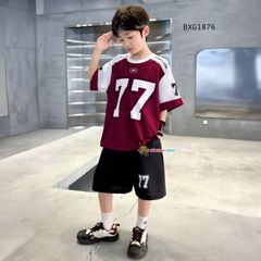 Bộ thun Hiphop thể thao số 77 dễ thương cho bé trai BXG1875 - Thời trang phong cách Thể thao cho Nam Trẻ Em