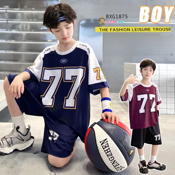 Bộ thun Hiphop thể thao số 77 dễ thương cho bé trai BXG1875 - Thời trang phong cách Thể thao cho Nam Trẻ Em