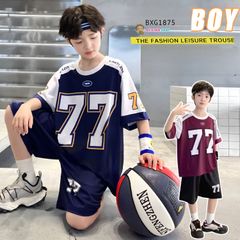 Bộ thun Hiphop thể thao số 77 dễ thương cho bé trai BXG1875 - Thời trang phong cách Thể thao cho Nam Trẻ Em