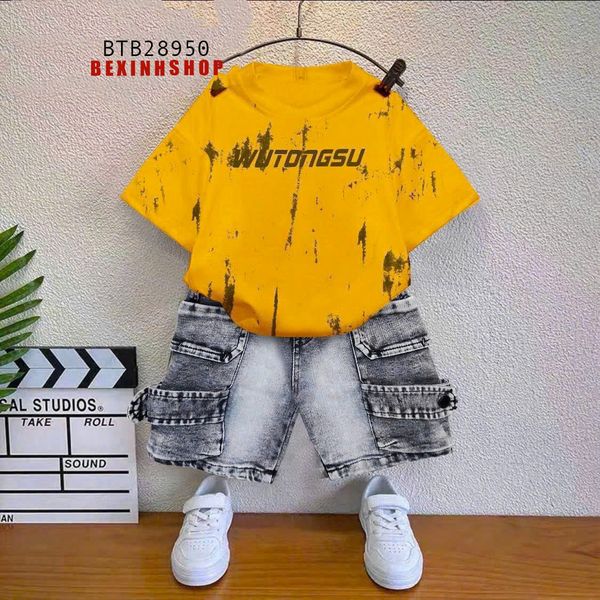 Set Jean wash túi hộp phối dây cực ngầu cho bé trai BTB28949