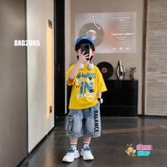 Set jeans bé trai áo in chữ ALWAYS quần túi hộp BXG2064