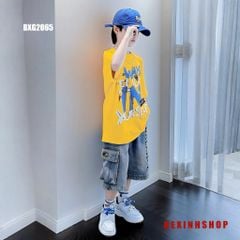 Set jeans bé trai áo in chữ ALWAYS quần túi hộp BXG2064