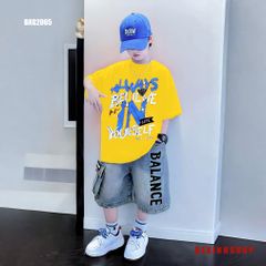 Set jeans bé trai áo in chữ ALWAYS quần túi hộp BXG2064