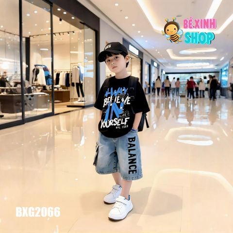 Set jeans bé trai áo in chữ ALWAYS quần túi hộp BXG2064