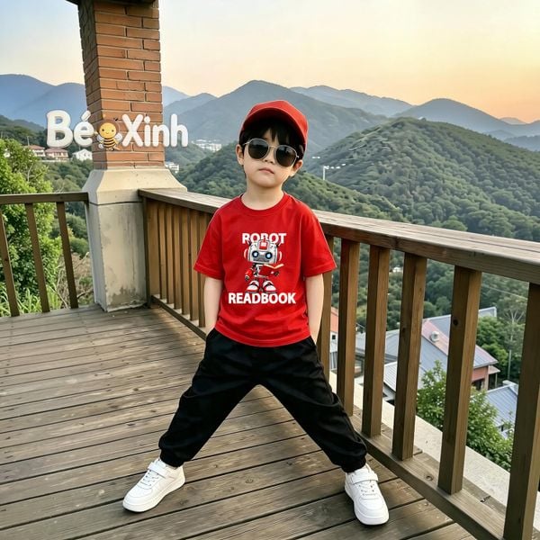 Set quần jogger phối áo thun in hình 3D nhà Bé Xinh - outfit cho bé trai ngày Thu BXG2534