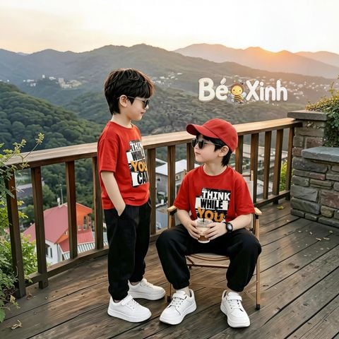 Set quần jogger phối áo thun in hình 3D nhà Bé Xinh - outfit cho bé trai ngày Thu BXG2534