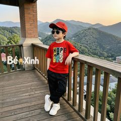 Set quần jogger phối áo thun in hình 3D nhà Bé Xinh - outfit cho bé trai ngày Thu BXG2534