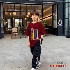 Set áo vạch sơn quần kaki jogger túi hộp đẹp cho bé trai đi chơi BXG1944