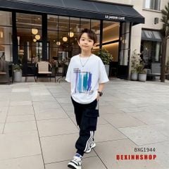 Set áo vạch sơn quần kaki jogger túi hộp đẹp cho bé trai đi chơi BXG1944