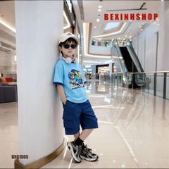 Set áo thun in MineCaft quần túi hộp dễ thương cho bé trai đi học, đi chơi BXG1565