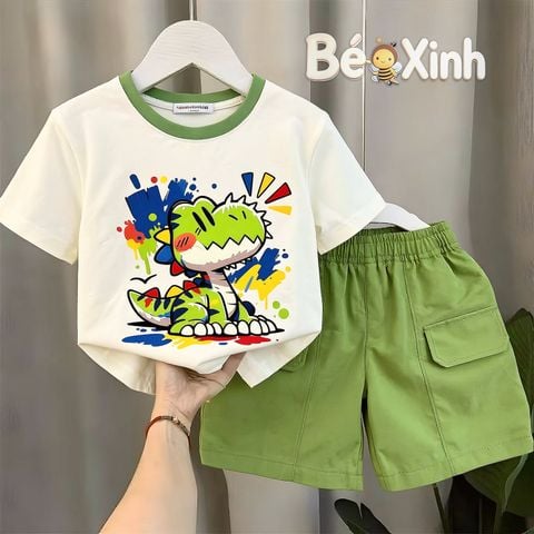 Set áo khủng long quần kaki nhà Bé Xinh dễ thương cho bé trai BXG2559