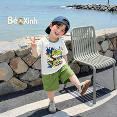 Set áo khủng long quần kaki nhà Bé Xinh dễ thương cho bé trai BXG2559