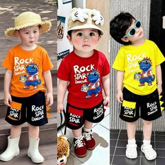 Bộ thun in khủng long RockStar quần túi hộp ĐÁNG YÊU CHO BÉ TRAI nhà Bé Xinh BXG2549