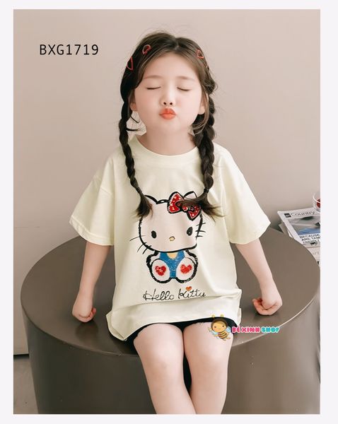 Set áo Hello Kitty Quần legging dễ thương cho bé gái BXG1719