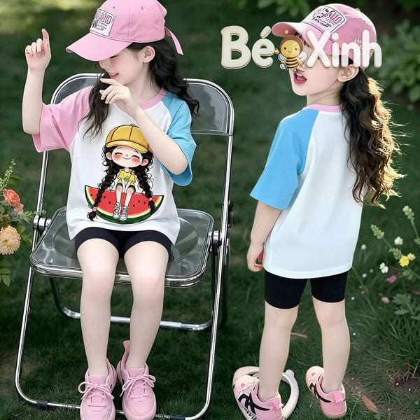 Set legging in 3D mẹ bé nhà Bé xinh cho bé gái BXG2572