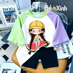 Set legging in 3D mẹ bé nhà Bé xinh cho bé gái BXG2572