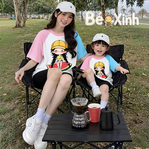 Set legging in 3D mẹ bé nhà Bé xinh cho bé gái BXG2572