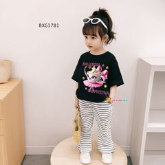 Bộ thun in Balleria quần loe dễ thương cho bé gái BXG1781