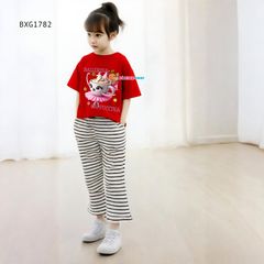 Bộ thun in Balleria quần loe dễ thương cho bé gái BXG1781