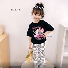 Bộ thun in Balleria quần loe dễ thương cho bé gái BXG1781