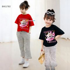 Bộ thun in Balleria quần loe dễ thương cho bé gái BXG1781
