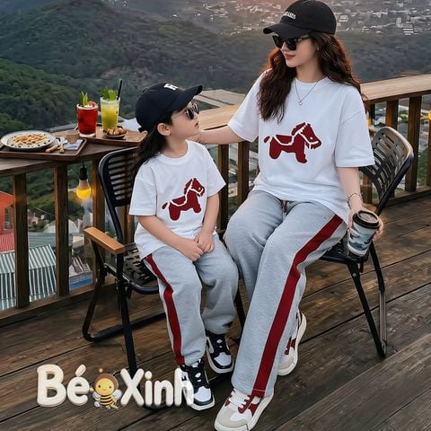 Set áo in ngựa quần suông phối viền cho bé trai & bé gái BXG2248