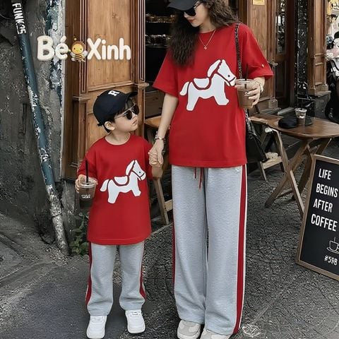 Set áo in ngựa quần suông phối viền cho bé trai & bé gái BXG2248