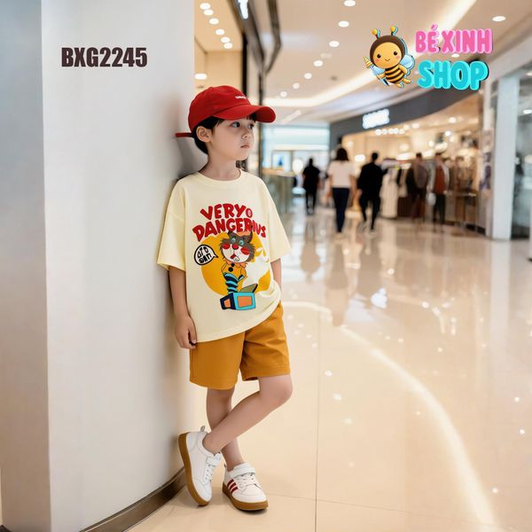 Set áo in mèo Dangerous quần Cotton Lạnh cho bé trai & bé gái BXG2245